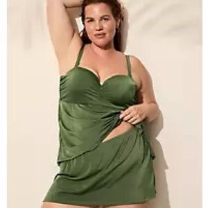 Lane Bryant Olive Green Plus-Size Swim Skirt